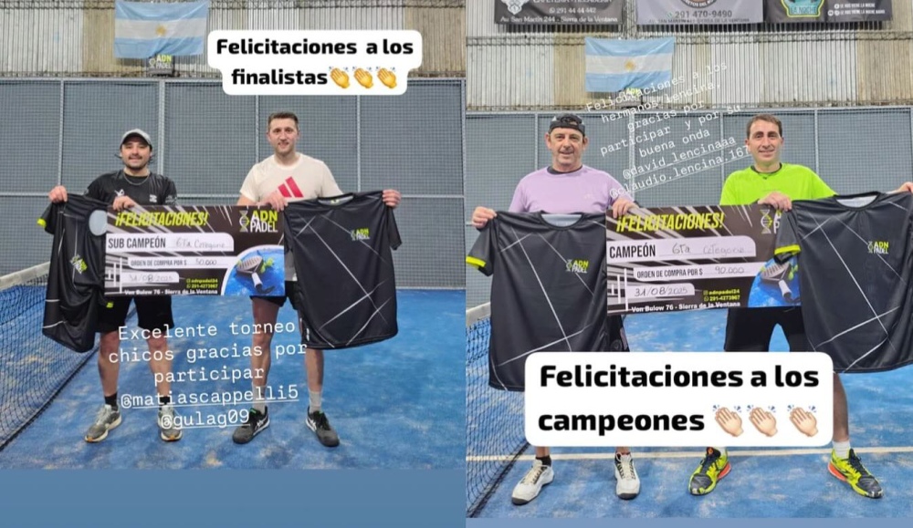 Claudio y David Lencina, campeones en sexta categoría en ADN Padel