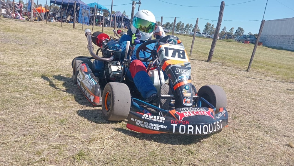 Diego “Mecha” Moriames compitió en el Superkart del Sudoeste en Dorrego