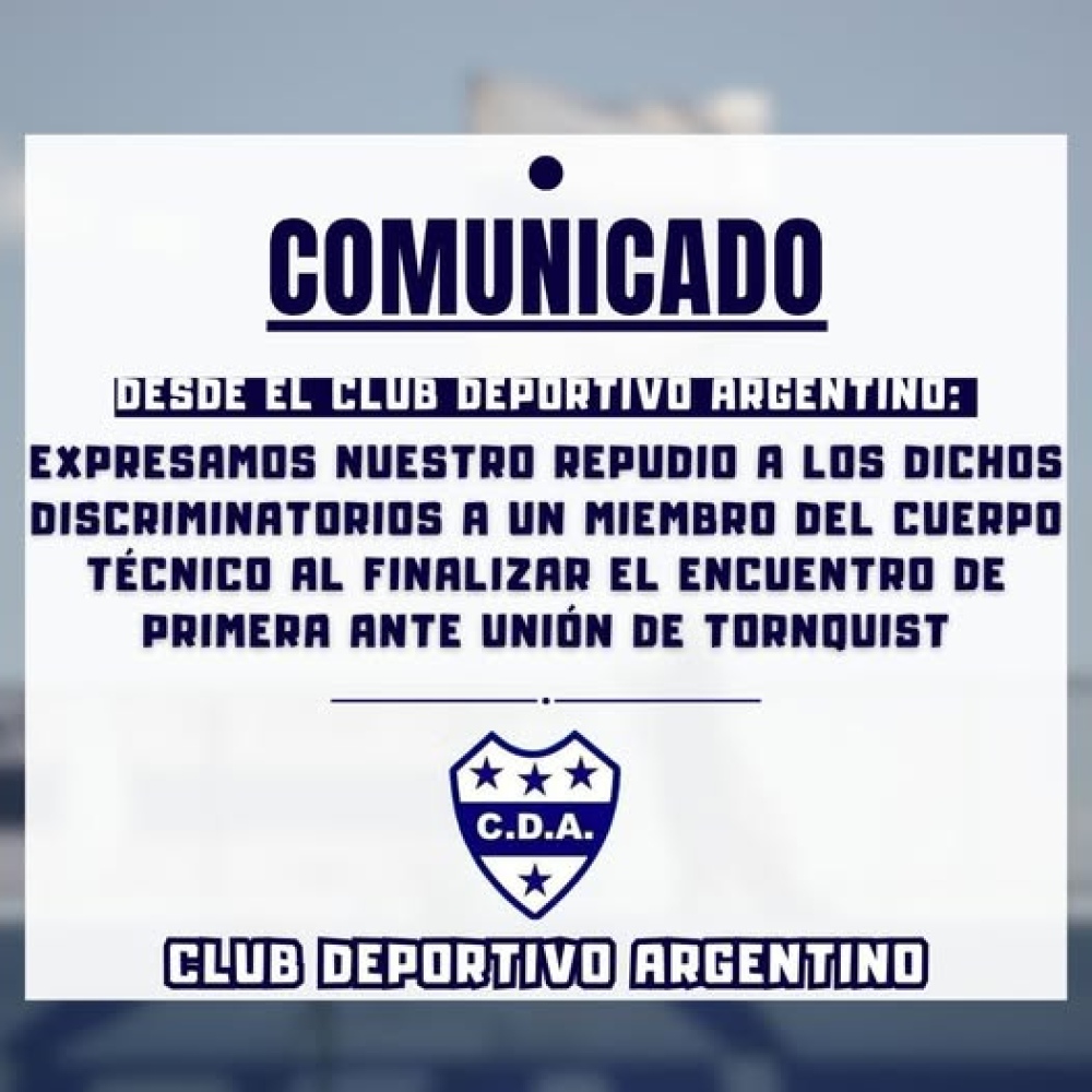 LRF: Deportivo Argentino expuso su malestar con una situación vivida en la cancha de Unión de Tornquist