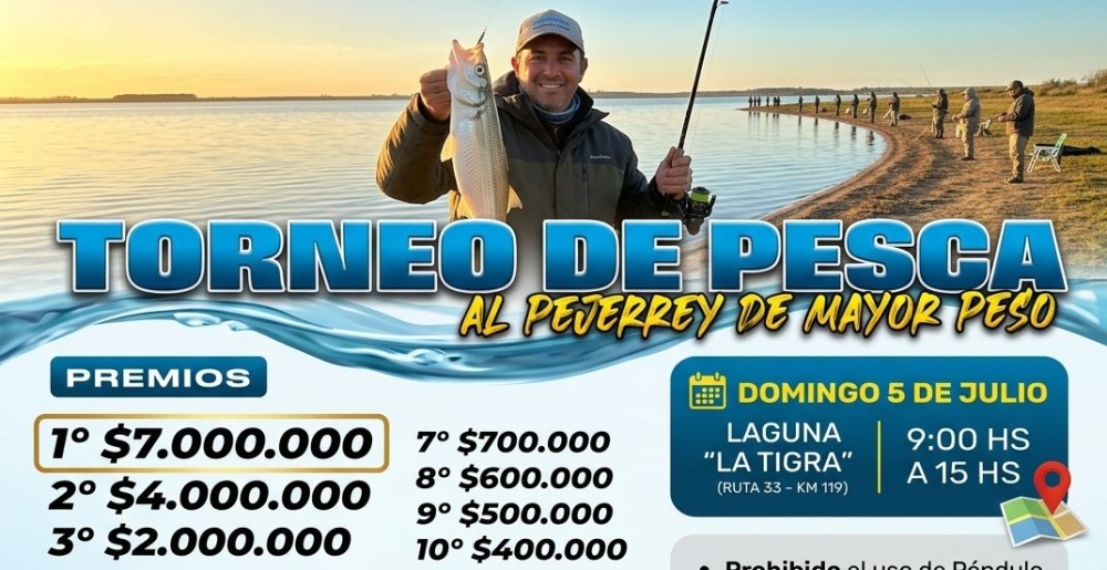 Invitan a sumarse a un torneo de pesca al pejerrey de mayor peso a realizarse en Laguna La Tigra