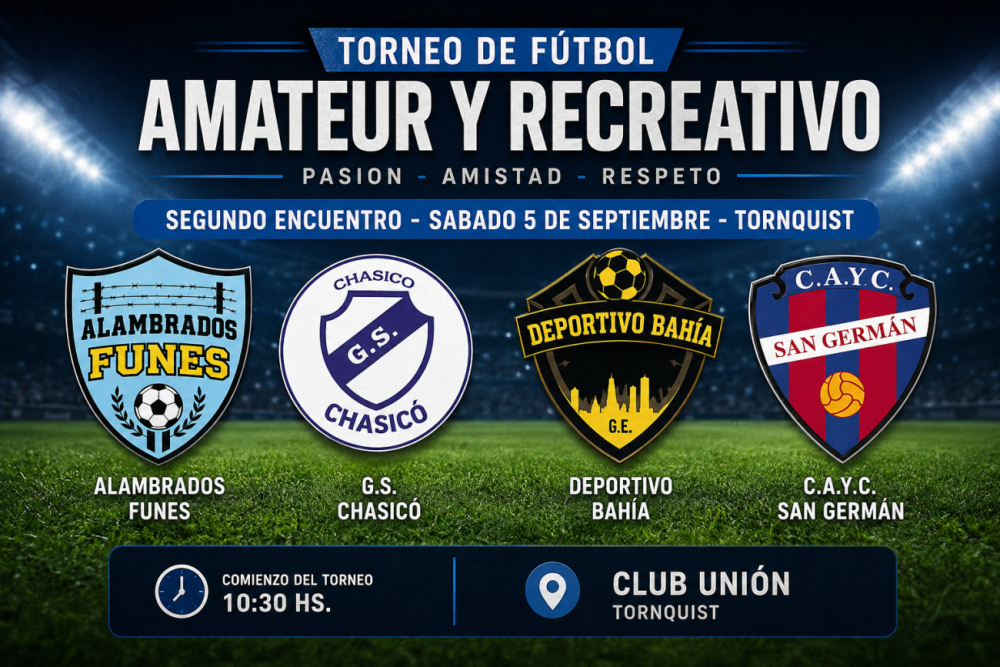 Tornquist será sede del segundo encuentro del Torneo de Fútbol Amateur y Recreativo
