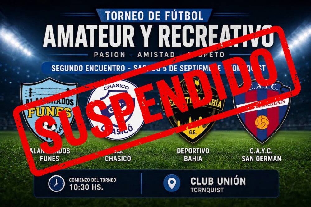 El clima obligó a suspender el segundo encuentro del Torneo de Fútbol Amateur y Recreativo