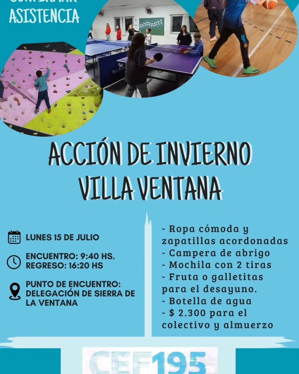 Lo que se viene en el receso de invierno con el CEF N° 195