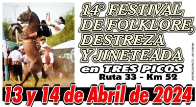 Programa del 14&ordm; festival de folklore, destreza y jineteada del Sportman Club de Tres Picos