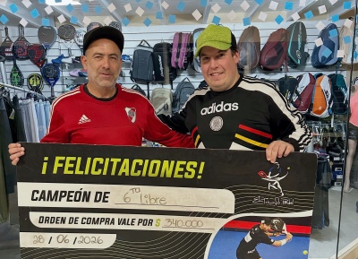 Juli&aacute;n Toy junto a Cristian Gianfelice se quedaron con el cuarto torneo puntable realizado en El Triunfo Padel