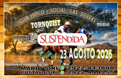 Fue suspendida la jornada hipica que iba a realizarse el proximo domingo en Tornquist