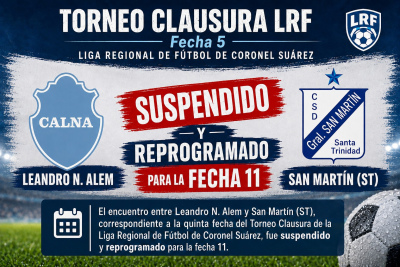 LRF: Se suspendi&oacute; Alem-San Mart&iacute;n (ST) y se reprogram&oacute; para la fecha 11