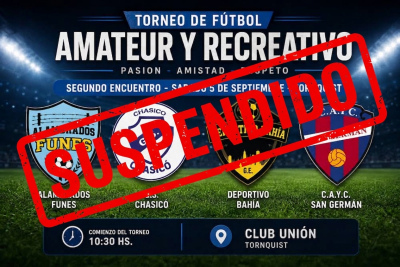 El clima oblig&oacute; a suspender el segundo encuentro del Torneo de F&uacute;tbol Amateur y Recreativo
