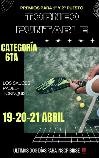 Los Sauces Padel inscribe para un torneo puntable de sexta categor&iacute;a