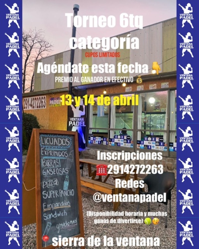 Ventana Padel organiza un torneo de sexta categor&iacute;a para el 13 y 14 de abril