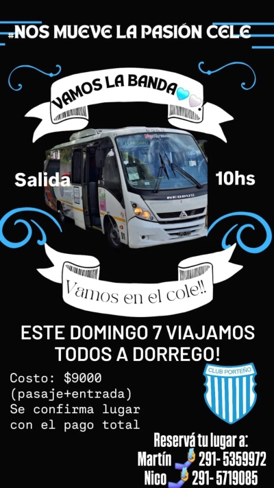 El domingo subite al colectivo para ir a alentar a Porte&ntilde;o de Saldungaray ante Villa Rosa