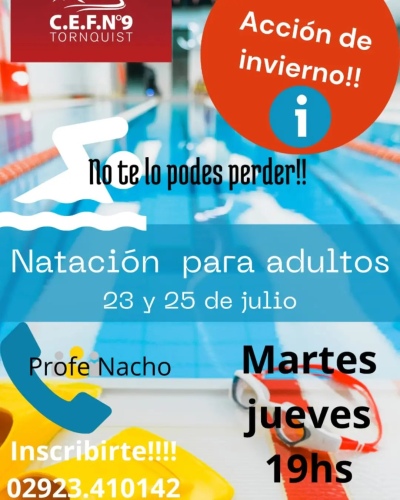 Nataci&oacute;n para adultos, nueva propuesta en el marco del programa "Acci&oacute;n de invierno"