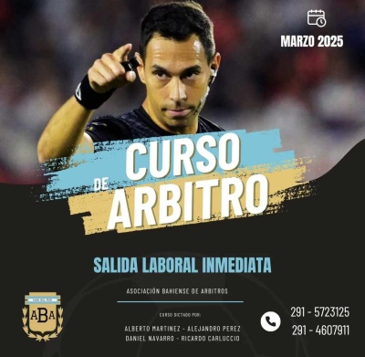 Curso de &aacute;rbitro de f&uacute;tbol 2025 de la Asociaci&oacute;n Bahiense de Arbitros