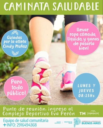 Sumate a las caminatas saludables que se llevan a cabo los lunes y jueves por la ma&ntilde;ana