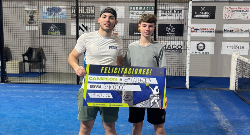 Mateo Alvarez - Valen Schneider, ganadores del torneo de octava categoria de Ventana Padel