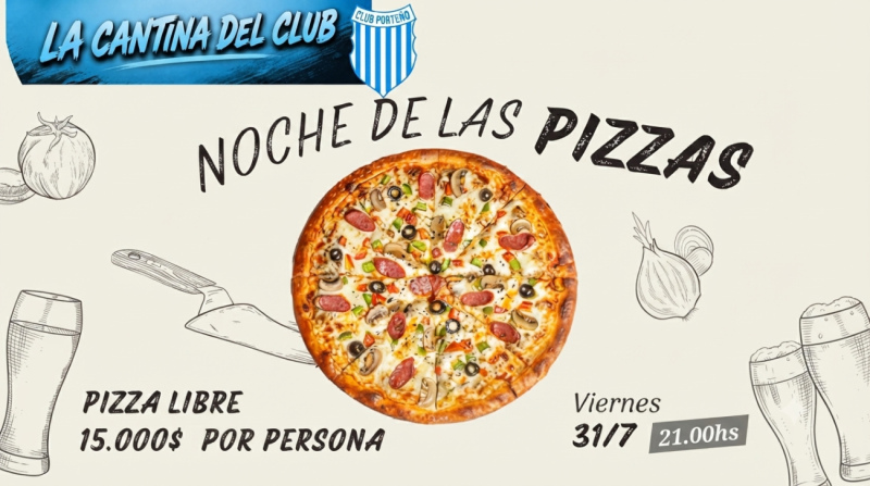Pizza libre, m&uacute;sica en vivo y buena onda: el Club Porte&ntilde;o prepara una noche para disfrutar